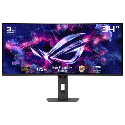 ASUS ROG Strix OLED XG34WCDG monitor komputerowy 86,4 cm (34") 3440 x 1440 px UltraWide Quad HD QD-OLED Czarny