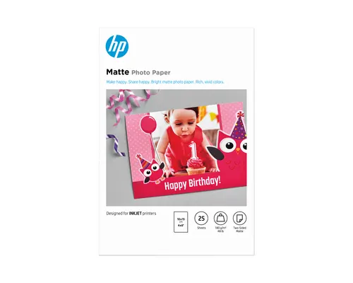 HP Matowy papier fotograficzny , 180 g/m2 10 × 15 cm, 25 arkuszy