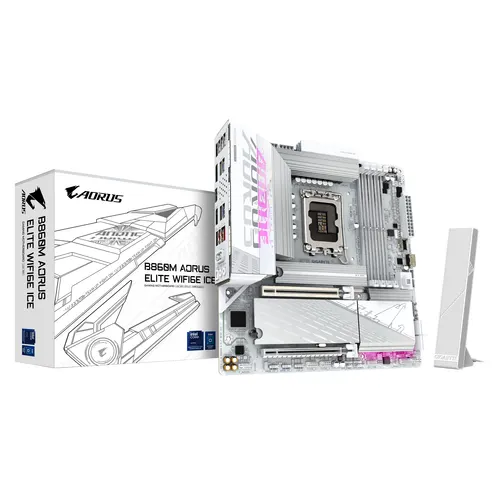 GIGABYTE B860M AORUS ELITE WF6E ICE Intel B860 LGA 1851 (Socket V1) micro ATX