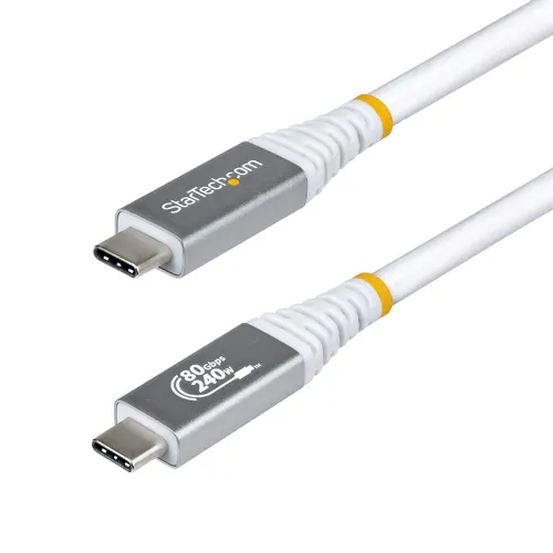 StarTech.com CC1M80GUSB4CABLEW kabel USB USB4 Gen 4x2 1 m USB C 80 Gbit/s 240 W Biały