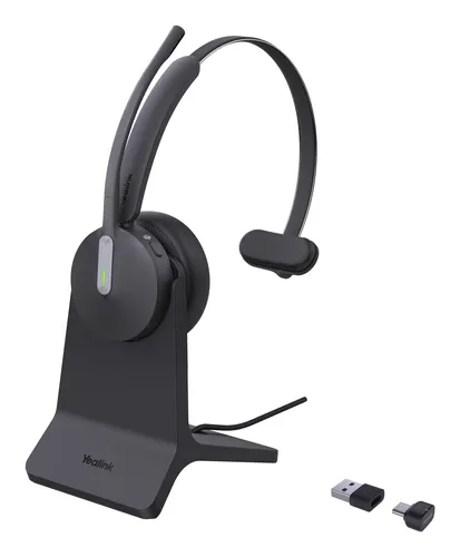 Yealink BH70 Mono with Stand Teams Zestaw słuchawkowy Bezprzewodowy Opaska na głowę Biuro/centrum telefoniczne USB Typu-A Bluetooth Podstawka do ładowania Czarny