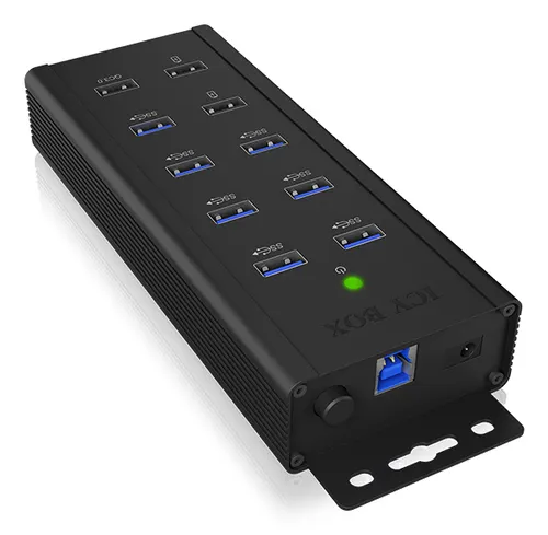 ICY BOX IB-HUB1703-QC3 USB 3.2 Gen 1 (3.1 Gen 1) Type-B 5000 Mbit/s Czarny