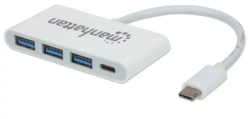 Manhattan 163552 huby i koncentratory USB 3.2 Gen 1 (3.1 Gen 1) Type-C 5000 Mbit/s Biały