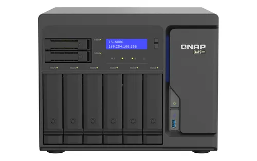 QNAP TS-h886 NAS Tower Intel® Xeon® D D-1622 16 GB DDR4 0 TB QuTS hero Czarny
