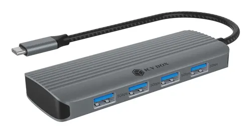 ICY BOX IB-DK4022a-CPD Przewodowa USB 3.2 Gen 1 (3.1 Gen 1) Type-C Aluminium, Srebrny