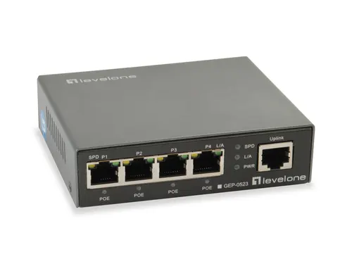 LevelOne GEP-0523 przełącznik sieciowy Gigabit Ethernet (10/100/1000) Obsługa PoE Czarny