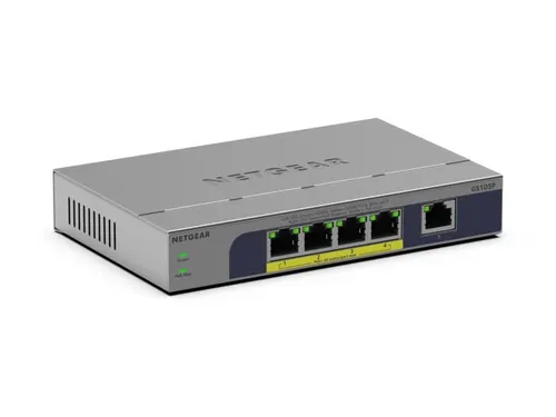 NETGEAR GS105P Nie zarządzany Gigabit Ethernet (10/100/1000) Obsługa PoE Montaż na biurku/ścianie Szary