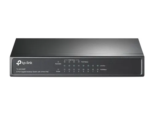 TP-Link TL-SG1008P przełącznik sieciowy Nie zarządzany Gigabit Ethernet (10/100/1000) Obsługa PoE Orzech laskowy