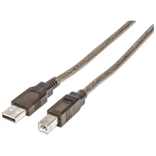 Manhattan 510424 kabel USB USB 2.0 11 m USB A USB B 0,48 Gbit/s Srebrny
