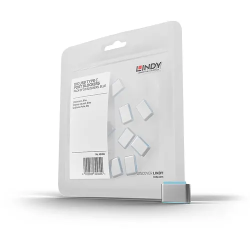 Lindy 40466 bloker portów Blokada portu USB Type-C Niebieski Kopolimer akrylonitrylo-butadieno-styrenowy (ABS) 10 szt.