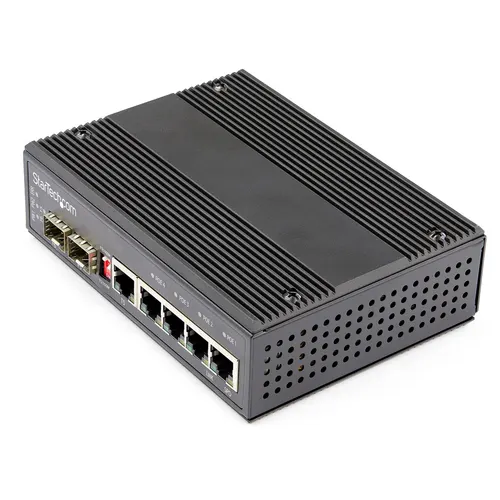 StarTech.com IES1G52UP12V przełącznik sieciowy Nie zarządzany Gigabit Ethernet (10/100/1000) Obsługa PoE Czarny