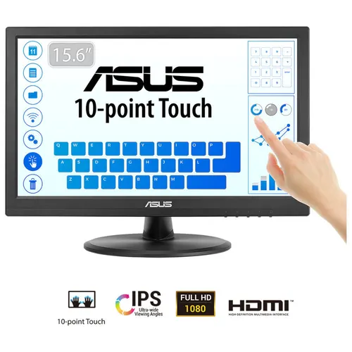 ASUS Touch VT169HE monitor komputerowy 39,6 cm (15.6") 1920 x 1080 px Full HD LED Ekran dotykowy Blad Czarny