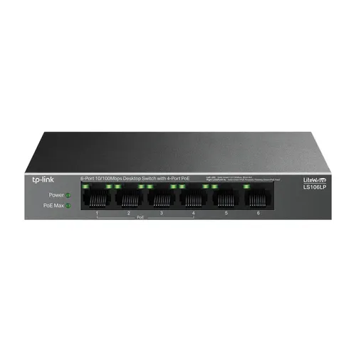 TP-Link LiteWave LS106LP przełącznik sieciowy Nie zarządzany Fast Ethernet (10/100) Obsługa PoE Czarny