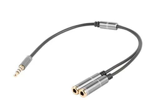 GENESIS A20 kabel audio 0,2 m 3.5mm Czarny, Srebrny