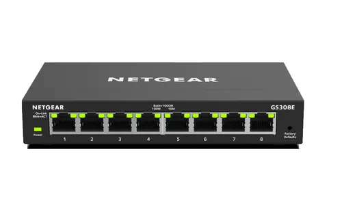 NETGEAR GS308E Zarządzany Gigabit Ethernet (10/100/1000) Czarny