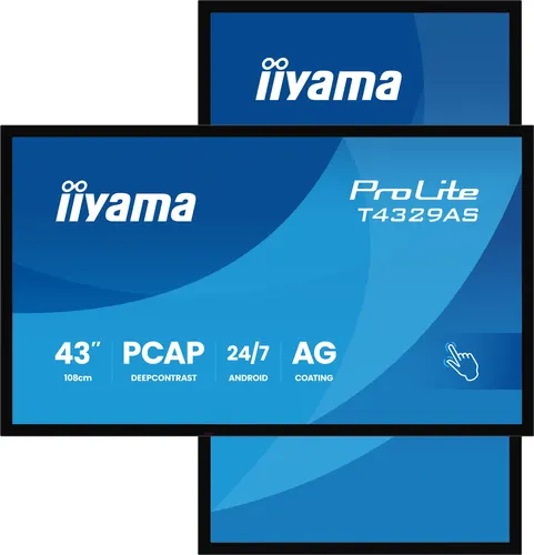 iiyama T4329AS-B1AG monitor komputerowy 108 cm (42.5") 3840 x 2160 px 4K Ultra HD LED Ekran dotykowy Czarny