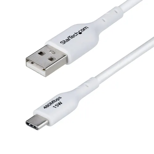 StarTech.com USB2AC2MNCWHE kabel USB USB 2.0 2 m USB A USB C 0,48 Gbit/s Biały