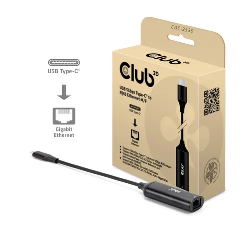 CLUB3D CAC-2530 stacja dokująca Przewodowa USB 3.2 Gen 1 (3.1 Gen 1) Type-C Czarny