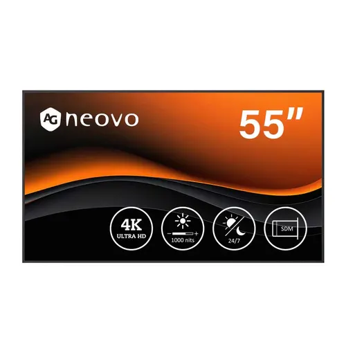 AG Neovo PD5502 signage display Płaski panel Digital Signage 138,7 cm (54.6") LCD 1000 cd/m² 4K Ultra HD Czarny 24/7