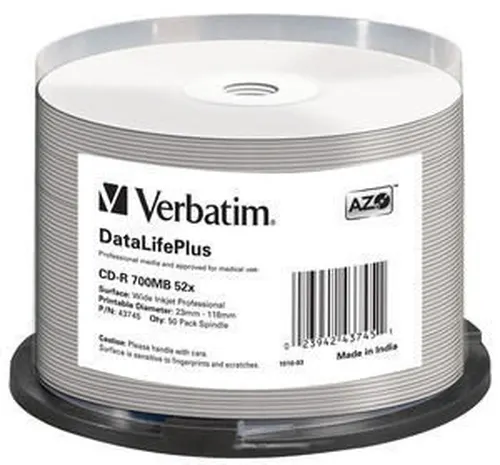 Verbatim CD-R 52x DataLifePlus 700 MB 50 szt., nadruk atramentowy, 50 szt.