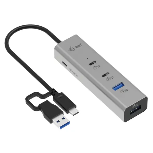 i-tec Metal CAHUBMETAL2A2CPD huby i koncentratory USB 3.2 Gen 1 (3.1 Gen 1) Type-A + Type-C 5000 Mbit/s Srebrny