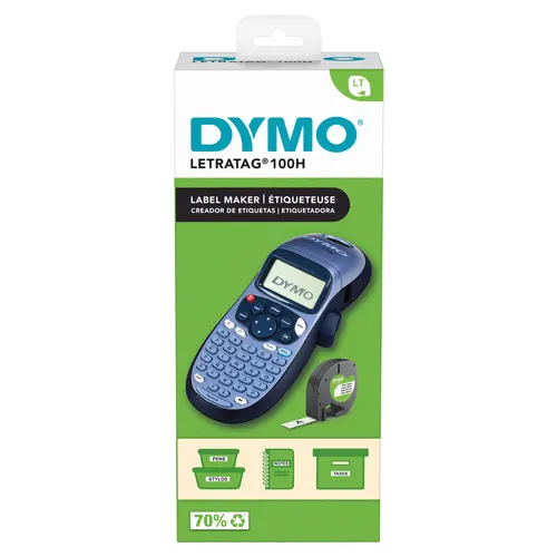 DYMO LetraTag Ręczna drukarka etykiet LT-100H, Drukarka etykiet z klawiaturą ABC i łatwym w użyciu 13-znakowym wyświetlaczem LCD, Do domu lub biura
