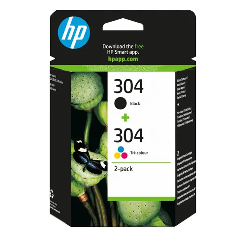 HP 2-pak czarnych/trójkolorowych oryginalnych tuszów 304