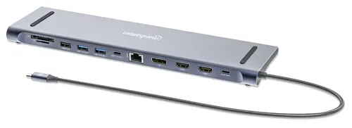 Manhattan 190305 stacja dokująca Przewodowa USB 3.2 Gen 1 (3.1 Gen 1) Type-C Srebrny