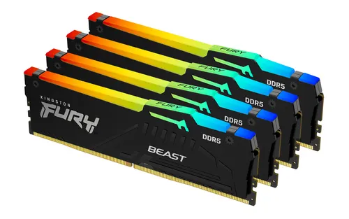 Kingston Technology FURY Beast 128GB 5600MT/s DDR5 CL40 DIMM (Zestaw 4) RGB XMP