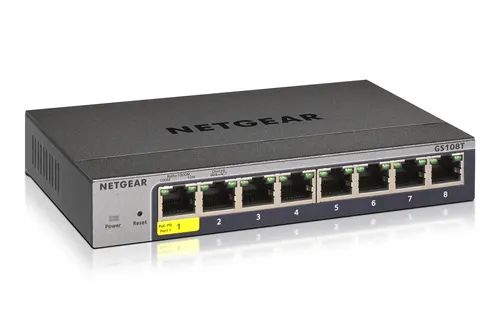 NETGEAR GS108T Zarządzany L2 Gigabit Ethernet (10/100/1000) Szary
