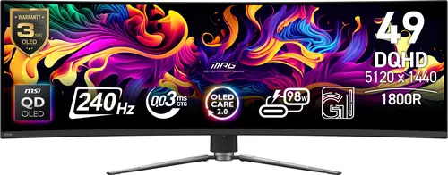 MSI MPG 491CQPX QD-OLED monitor komputerowy 124,5 cm (49") 5120 x 1440 px Dual QHD Czarny