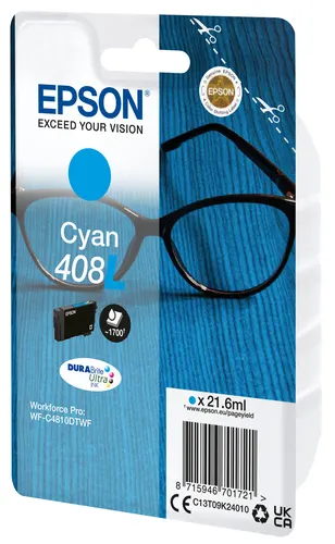 Epson Atrament 408L Okulary DURABrite Ultra, pojedyncze opakowanie, cyjan