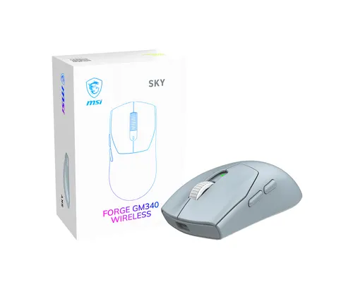 MSI Forge Gm340 Wireless Sky myszka Gaming Oburęczny RF Wireless + Bluetooth Optyczny 12000 DPI
