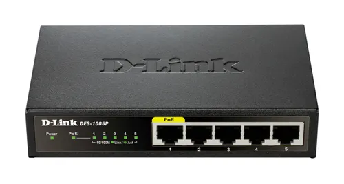D-Link DES-1005P Nie zarządzany L2 Fast Ethernet (10/100) Obsługa PoE Czarny