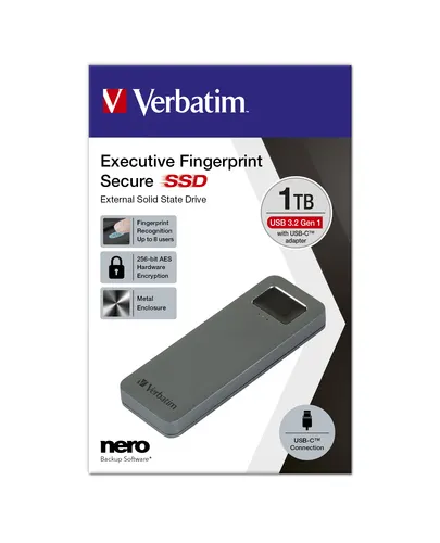 Verbatim 53657 Zewnętrzny dysk SSD 1 TB USB Type-C 3.2 Gen 1 (3.1 Gen 1) Szary