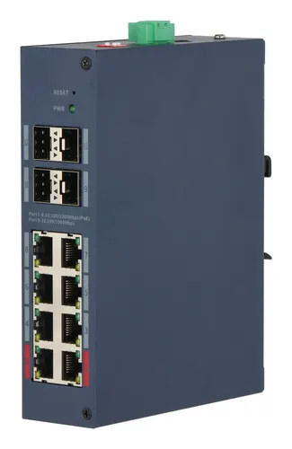 Dahua Technology PoE CHS4412-8GT-125 przełącznik sieciowy Zarządzany L2 Gigabit Ethernet (10/100/1000) Obsługa PoE Desktop Niebieski