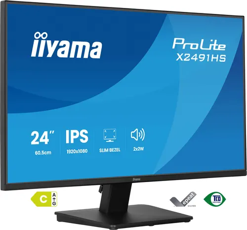 iiyama ProLite X2491HS-B1 monitor komputerowy 60,5 cm (23.8") 1920 x 1080 px Full HD LCD Czarny