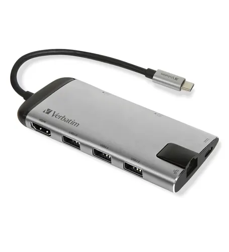 Verbatim 16102510 stacja dokująca Przewodowa USB 3.2 Gen 1 (3.1 Gen 1) Type-C Czarny, Srebrny