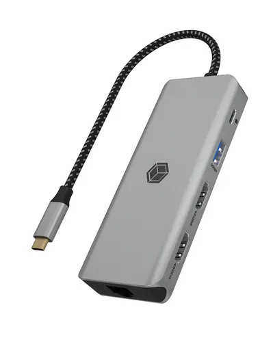 ICY BOX IB-DK4012-CPD Przewodowa USB 3.2 Gen 1 (3.1 Gen 1) Type-C Antracyt, Czarny