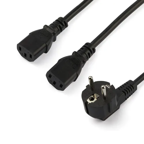 StarTech.com PXT101YEU2M kabel zasilające Czarny 2 m CEE7/7 Panel 2 x C13