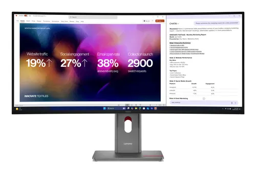 Lenovo ThinkVision P40WD-40 monitor komputerowy 100,8 cm (39.7") 5120 x 2160 px UltraWide 5K HD LCD Czarny