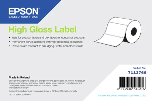 Epson High Gloss Label Samoprzylepne etykiety do drukowania, taśma ciągła 102 mm × 60 m