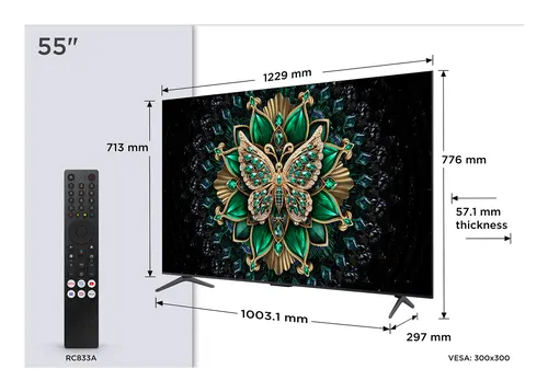 TCL 55C69K Telewizor 139,7 cm (55") 4K Ultra HD Smart TV Wi-Fi Metaliczny