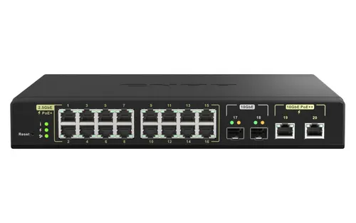 QNAP QSW-M2116P-2T2S przełącznik sieciowy Zarządzany L2 2.5G Ethernet Obsługa PoE Czarny