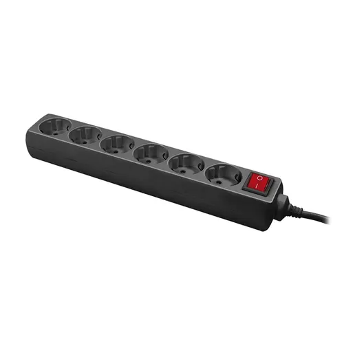 LogiLink LPS202B rozgałęziacz 1,4 m 6 x gniazdo sieciowe Czarny