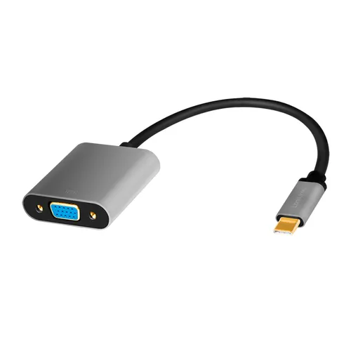 LogiLink CUA0104 adapter kablowy 0,15 m USB Type-C VGA (D-Sub) Czarny, Szary