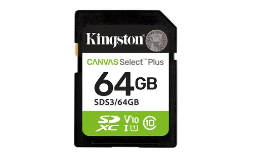 Kingston Technology 64GB SDXC Canvas Select Plus Gen3 100MB/s C10 UHS-I U1 V10
