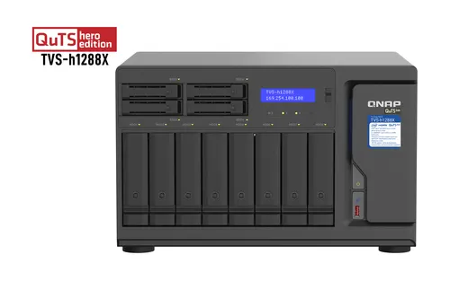 QNAP TVS-h1288X NAS Tower Intel® Xeon® W-1250 16 GB DDR4 0 TB QuTS hero Czarny
