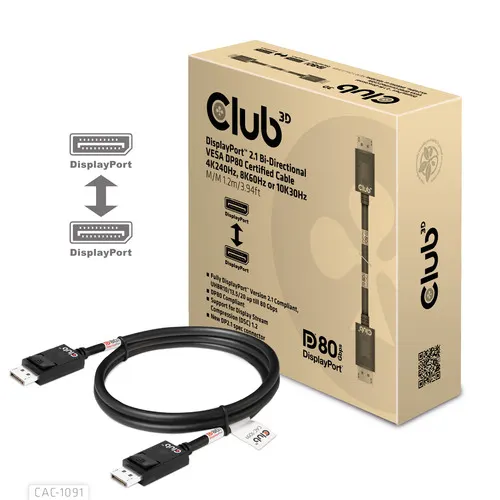 CLUB3D CAC-1091 kabel DisplayPort 1,2 m Czarny