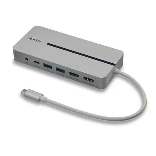 Lindy 43360 stacja dokująca Przewodowa USB 3.2 Gen 1 (3.1 Gen 1) Type-C Srebrny, Biały